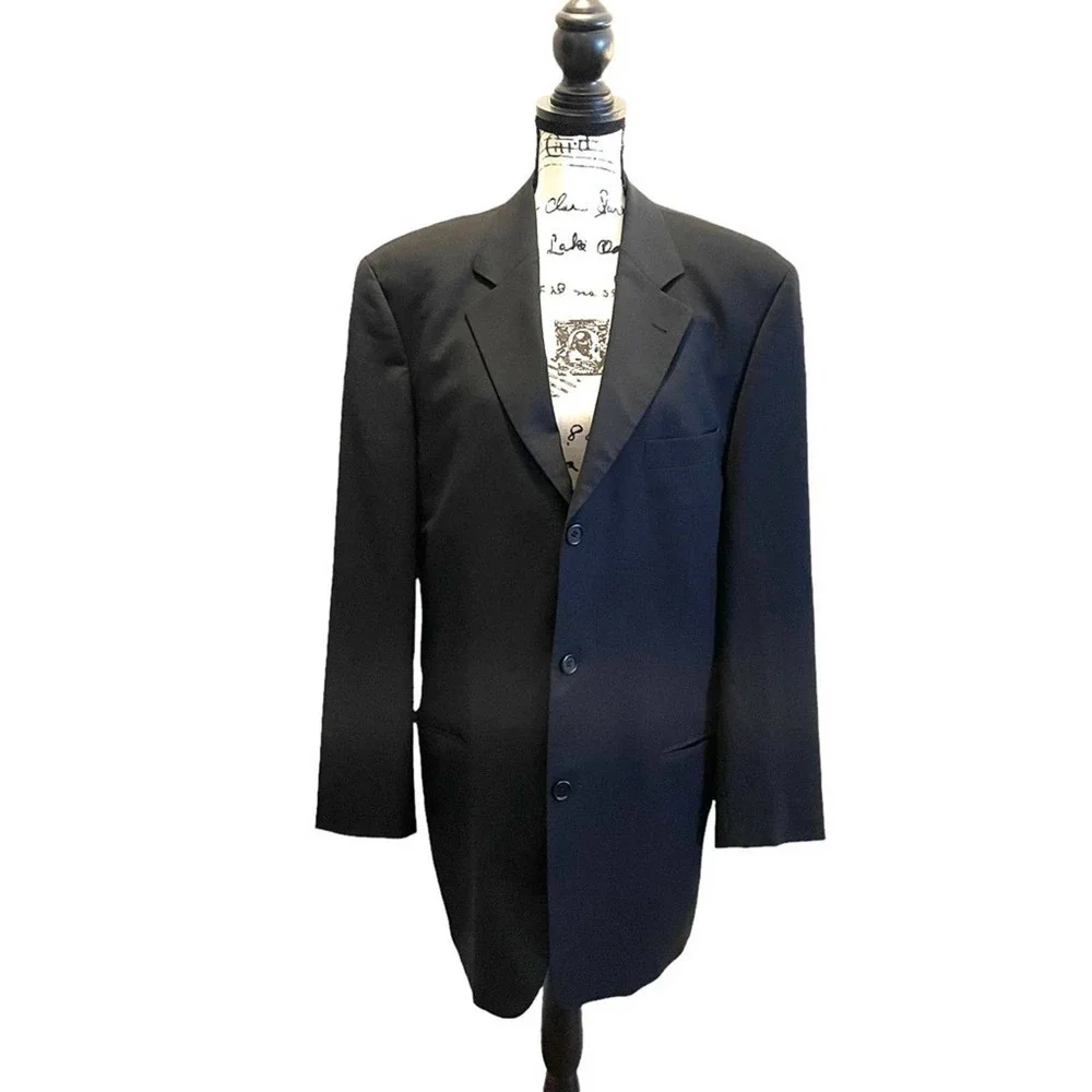 HUGO BOSS Suit Blazer Jacket Black Size 42T Tall Wool Einstein Omega Formal